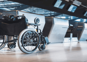 Image of Wheelchair at airport check in desk