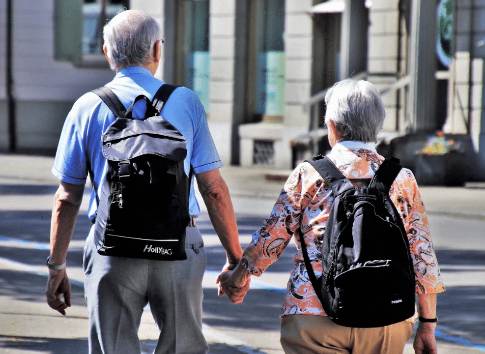 Elderly Couple Walking